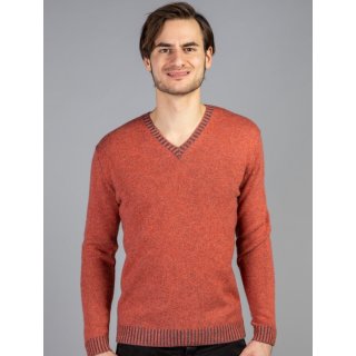 Pullover V-Ausschnitt orange-anthrazit 2XL